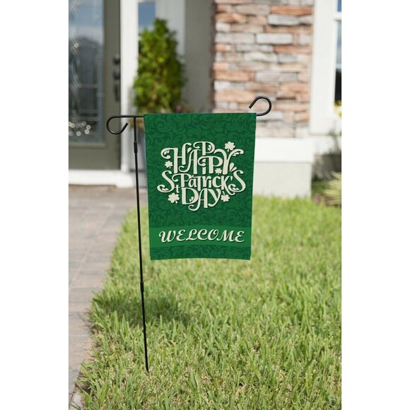 Saint Patricks Garden Flag St Patrick's Day Decor Green White Welcome 12 x 18 - Picture 7 of 9